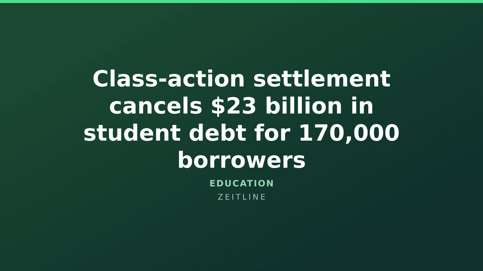 Class-action settlement cancels $23 billion in student debt for 170,000 borrowers — Zeitline cover graphic