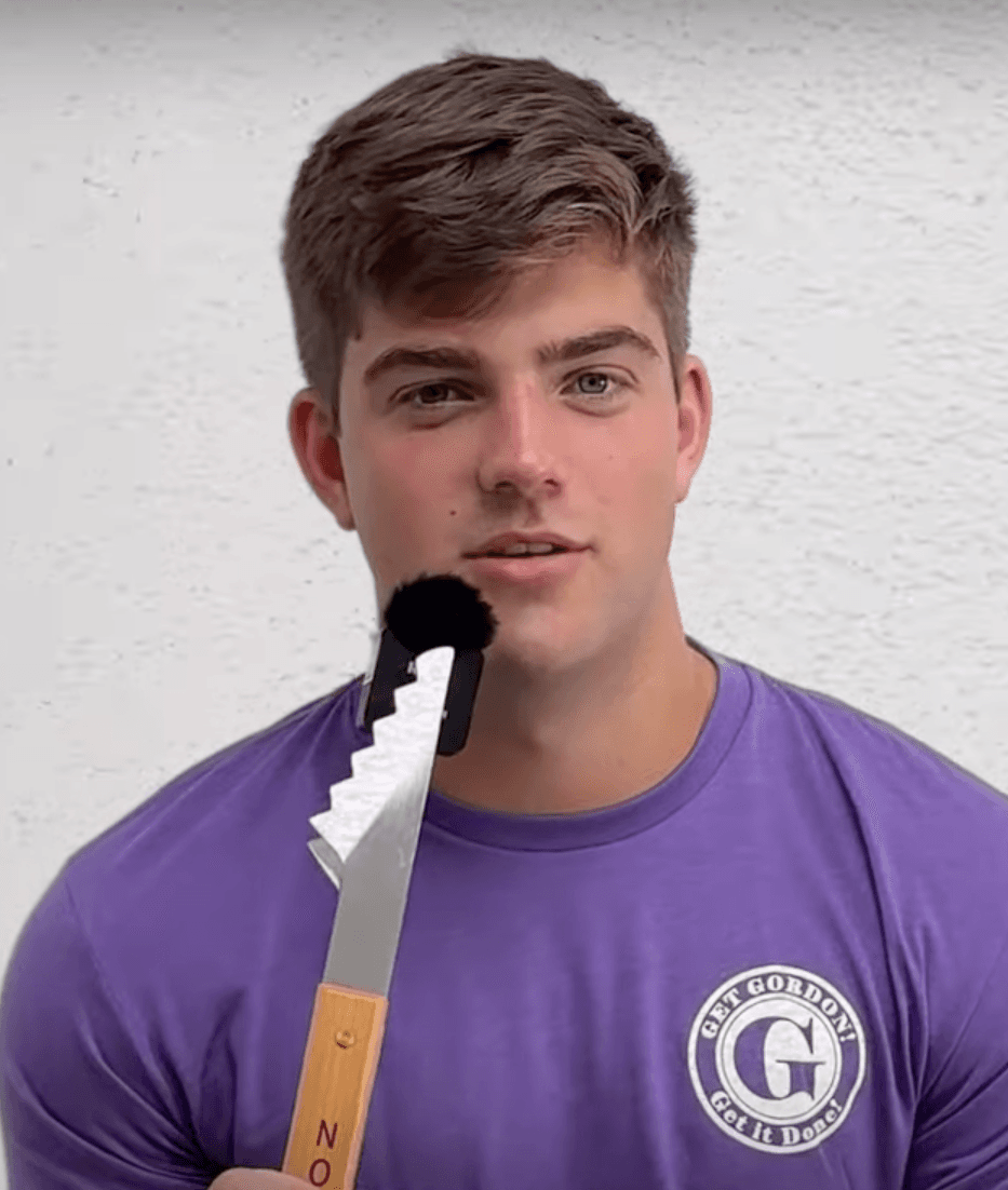 LSU quarterback Garrett Nussmeier does an interview with Gordon McKernan Attorneys in 2023.