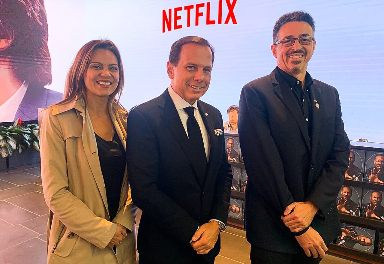 O Governador do Estado de São Paulo, João Doria, durante visita aos estúdios Netflix. Local: Netflix – 1.455 N Van…