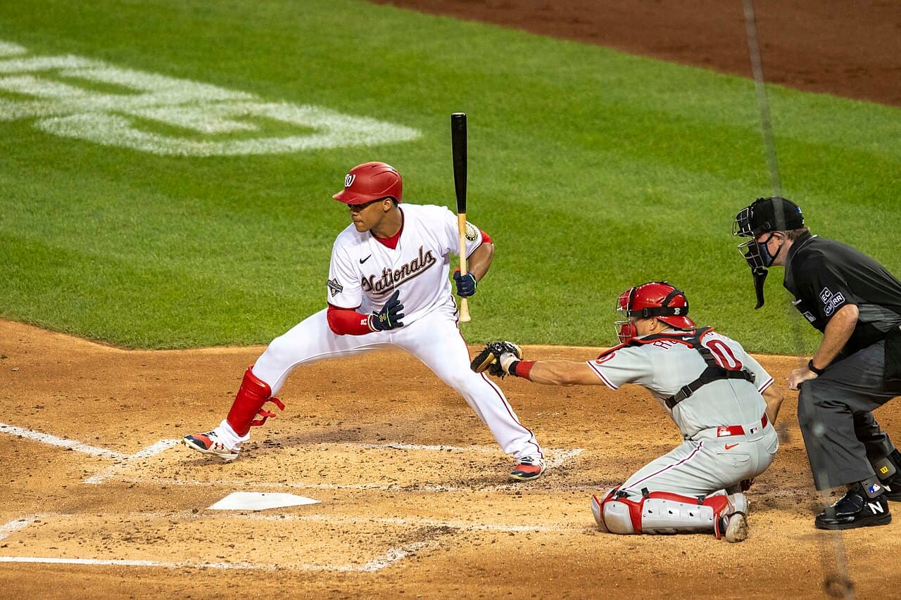 Juan Soto mid-Soto Shuffle