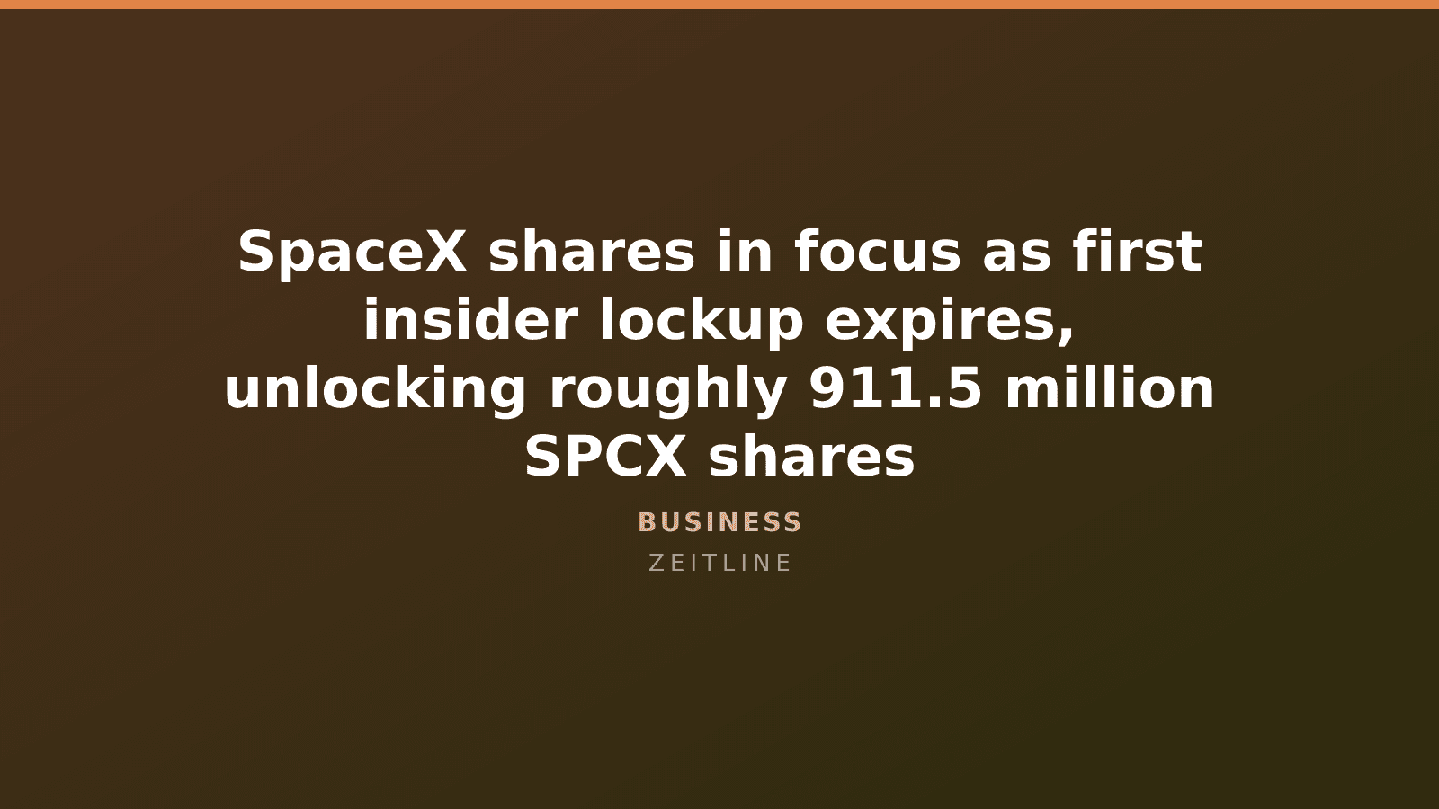 SpaceX shares in focus as first insider lockup expires, unlocking roughly 911.5 million SPCX shares — Zeitline cover graphic
