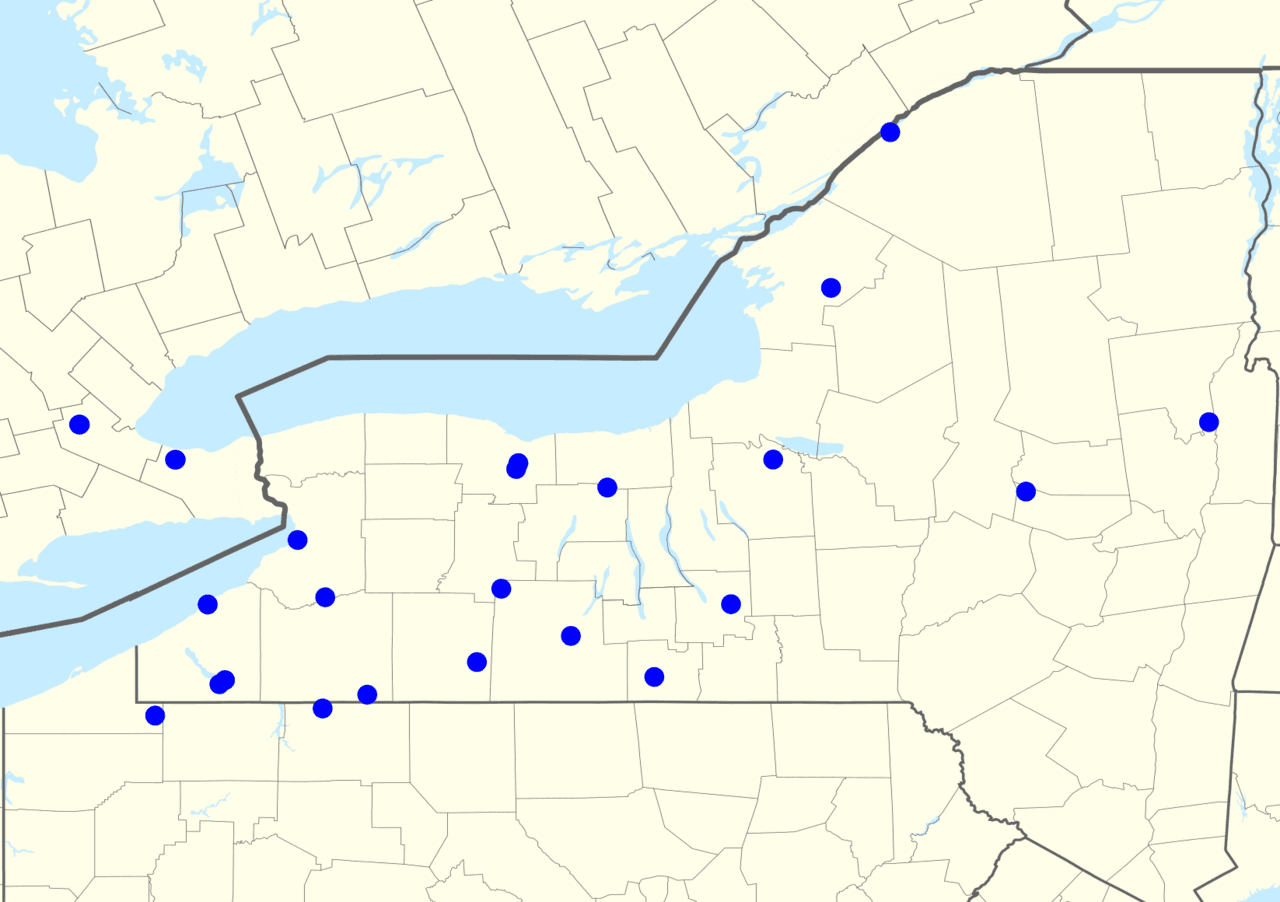 Buffalo Bills Radio Network: map of radio affiliates.