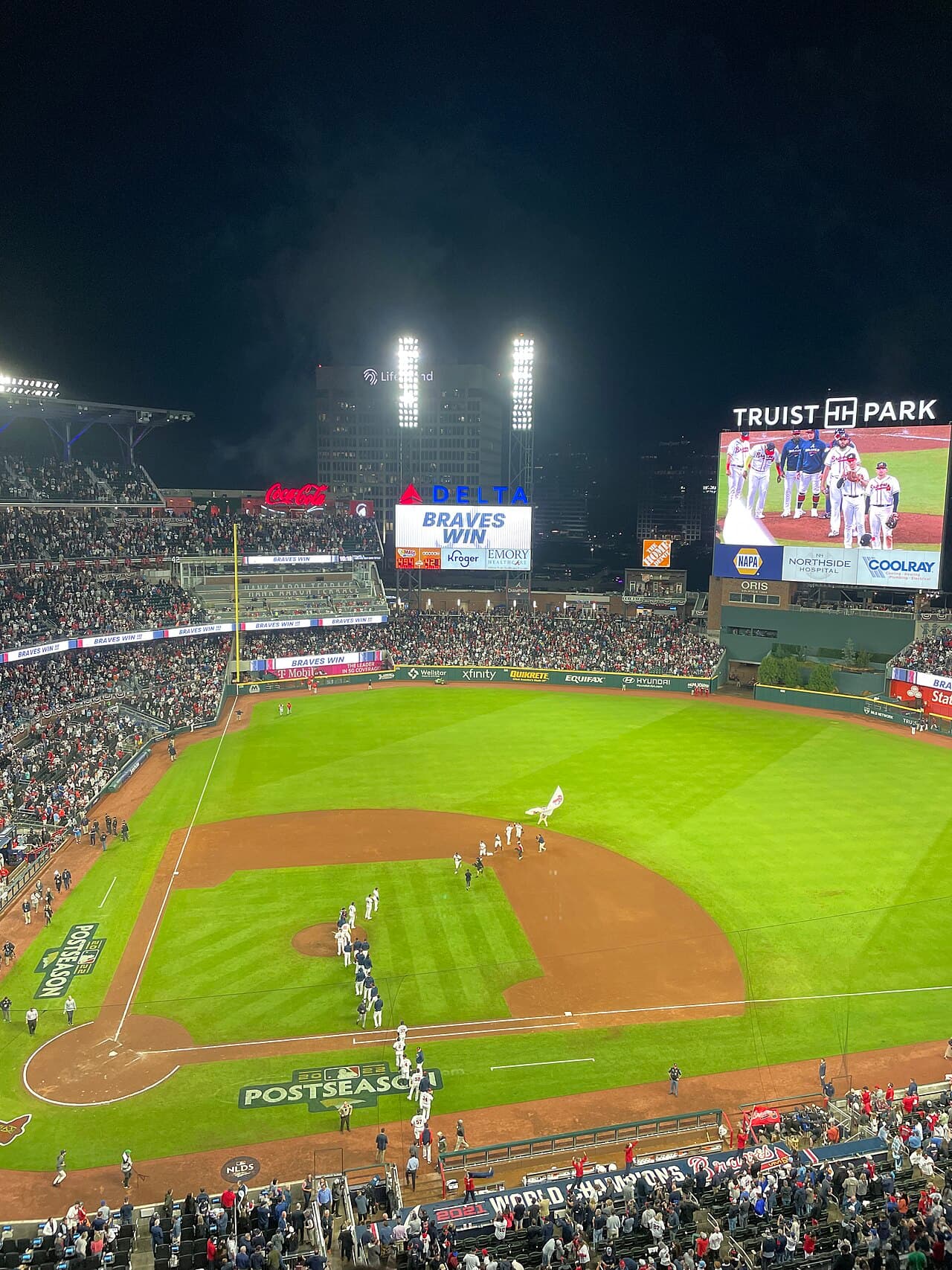 Atlanta Braves after winning the game 2 of the 2022 NLDS at Truist Park in Atlanta, Georgia