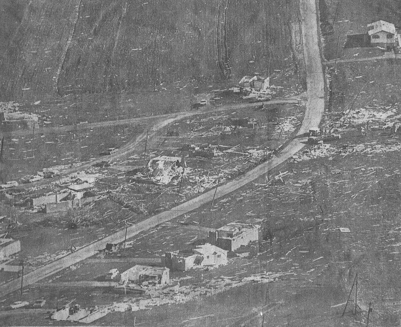 F5 damage to homes in Wheelersburg, Ohio after an F5 on April 23, 1968.