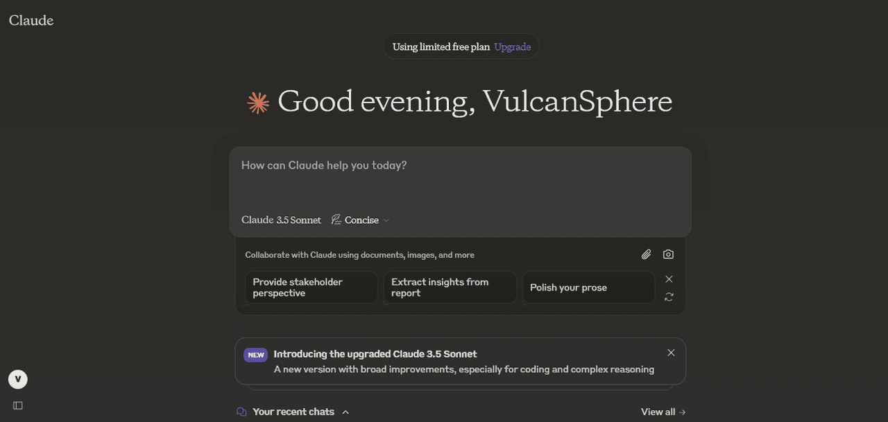 Screenshot of Claude AI website ( https://claude.ai )