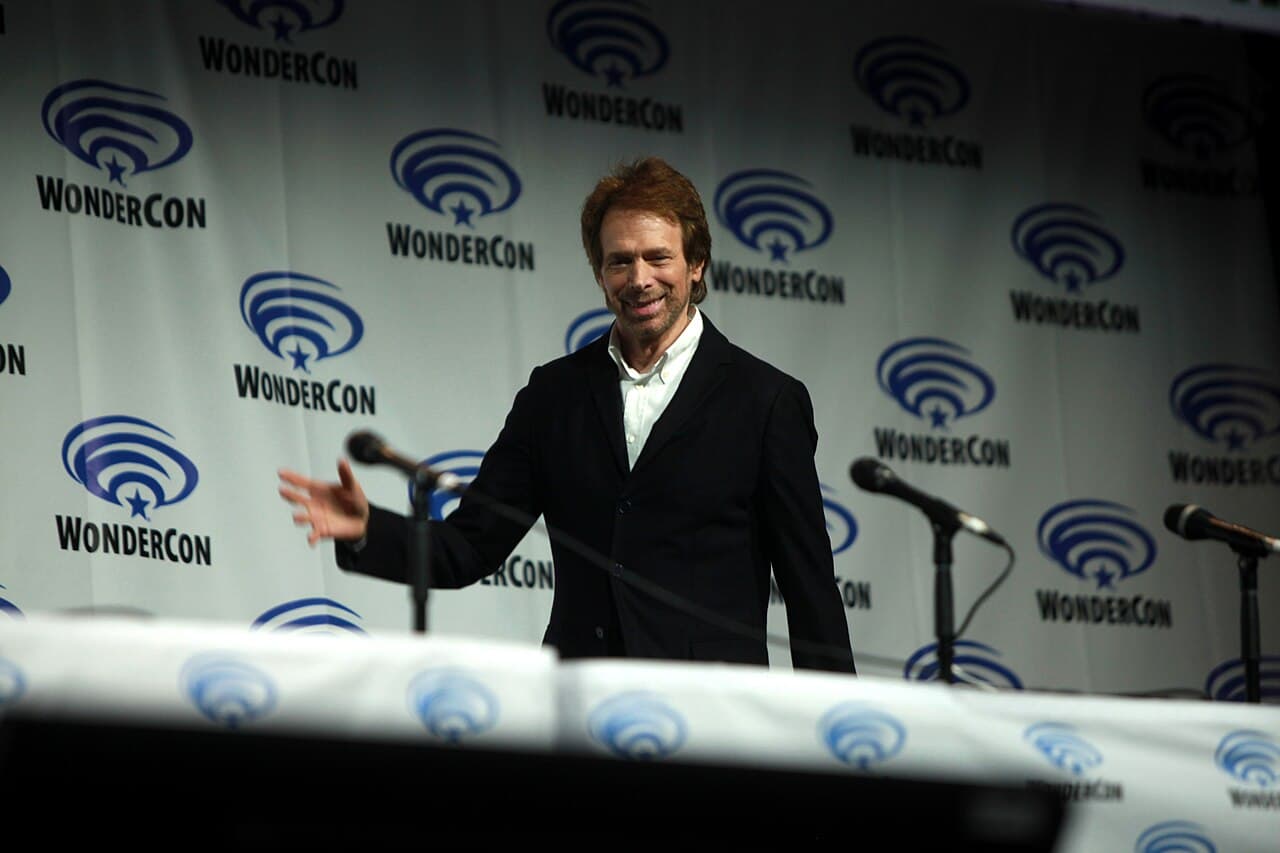 Jerry Bruckheimer speaking at the 2014 WonderCon, for "Deliver Us from Evil", at the Anaheim Convention Center in…