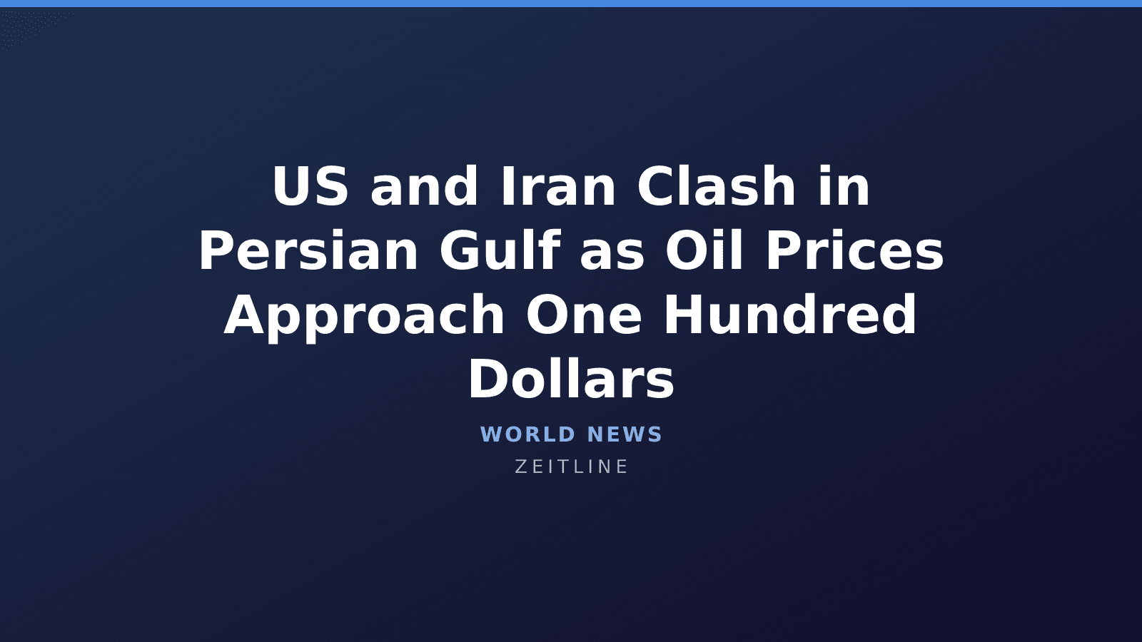 US and Iran Clash in Persian Gulf as Oil Prices Approach One Hundred Dollars — Zeitline cover graphic