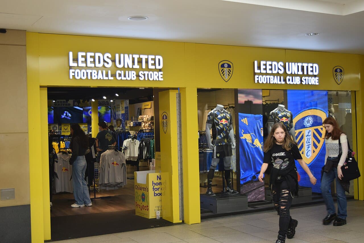 Leeds United Football Club Store, Trinity Leeds, Leeds, West Yorkshire. Taken on the afternoon of Saturday the 23rd…