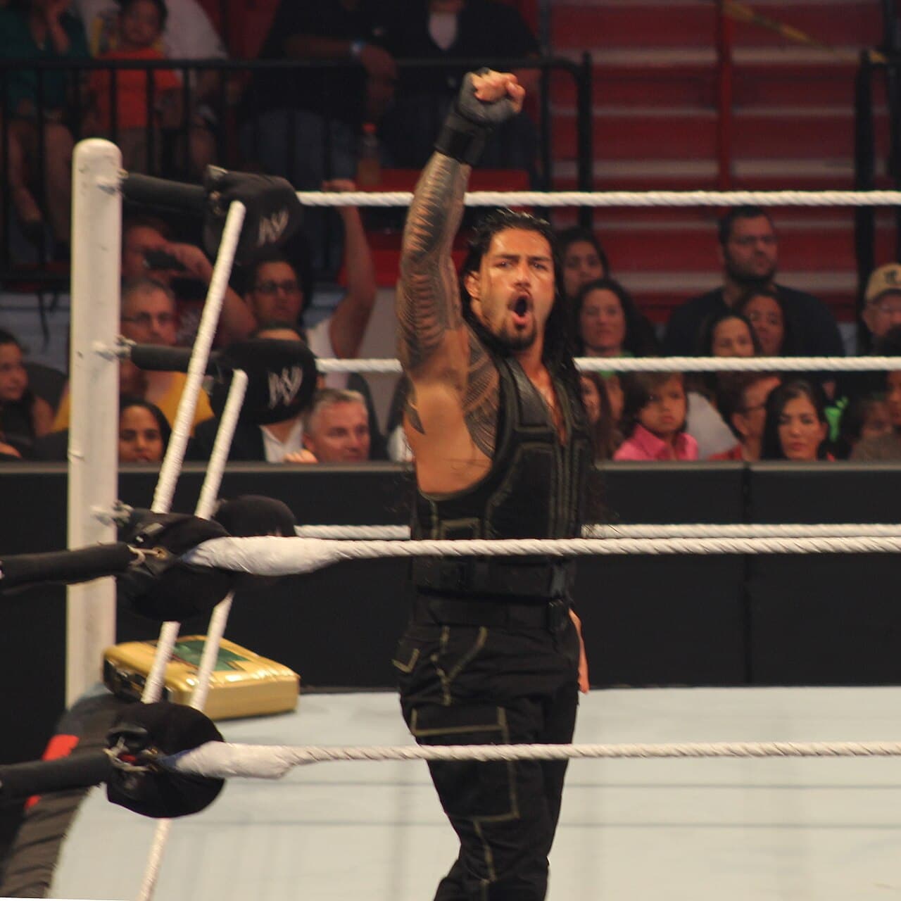 Roman Reigns calls for the Superman Punch.