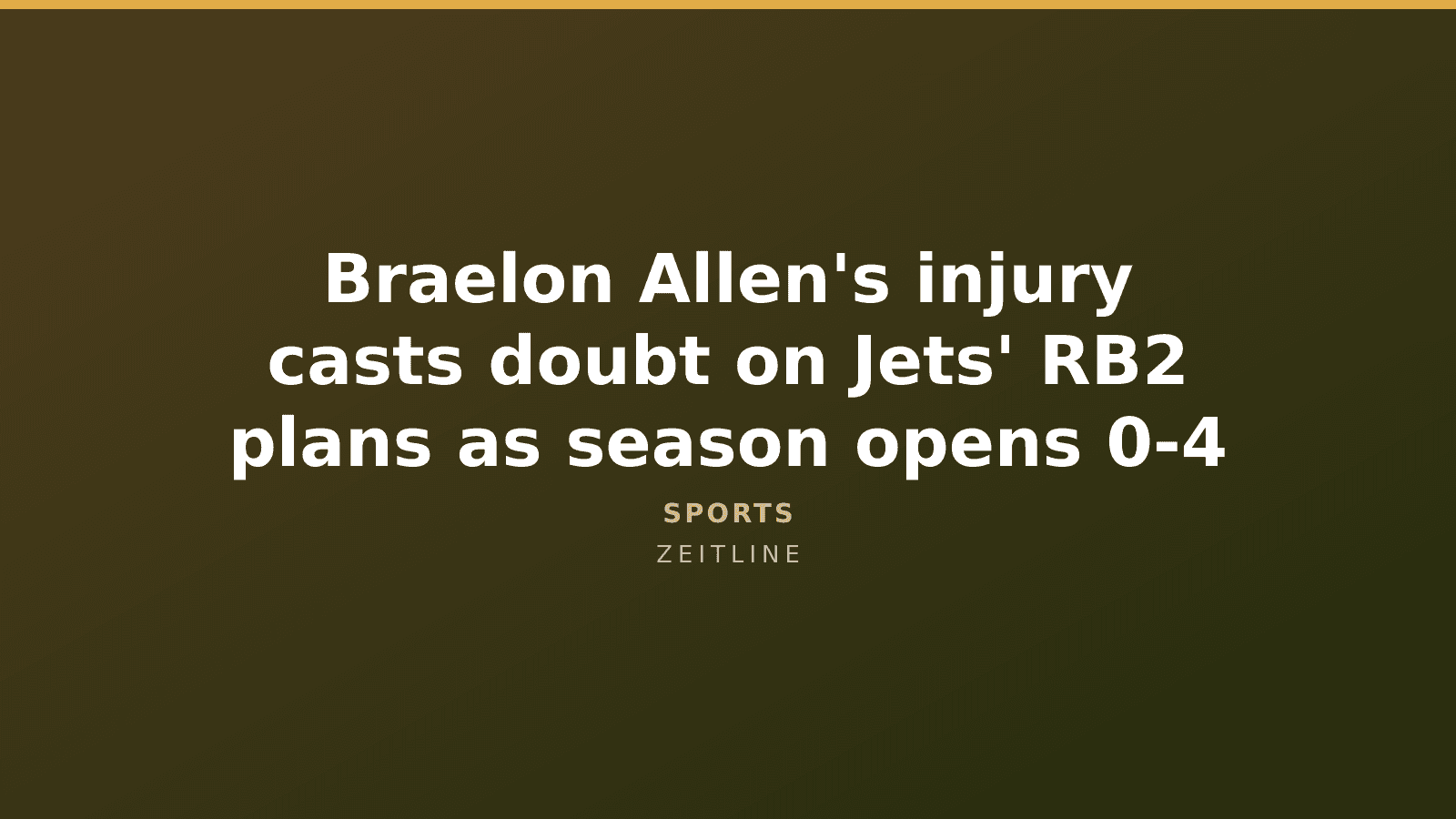 Braelon Allen's injury casts doubt on Jets' RB2 plans as season opens 0-4 — Zeitline cover graphic