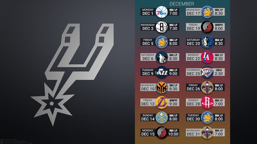 2015 Spurs schedule - December
