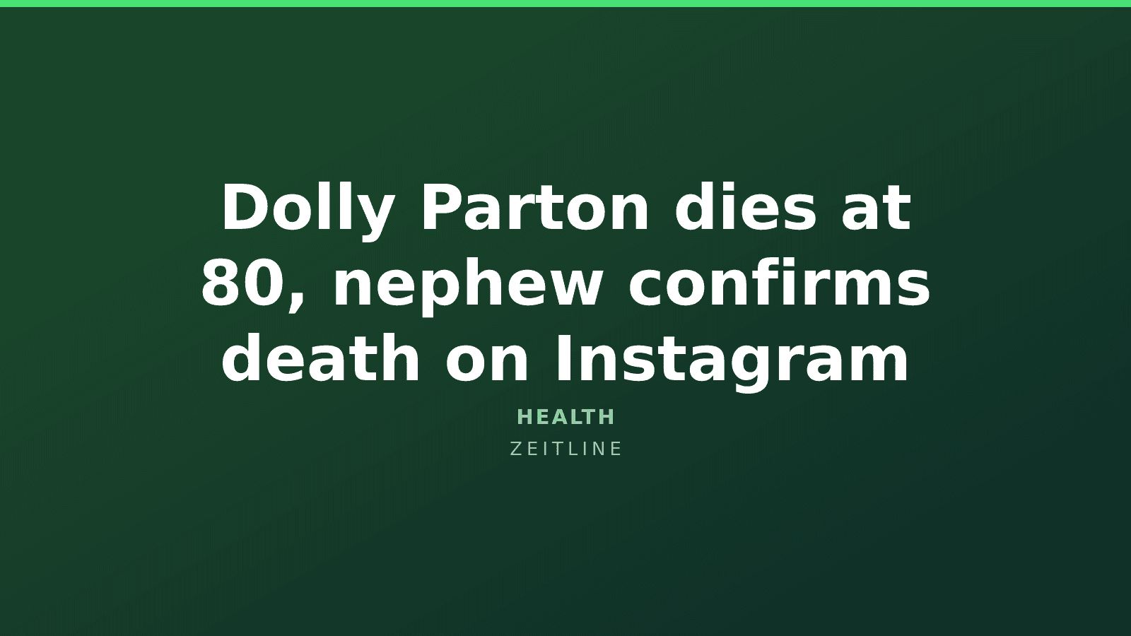 Dolly Parton dies at 80, nephew confirms death on Instagram — Zeitline cover graphic