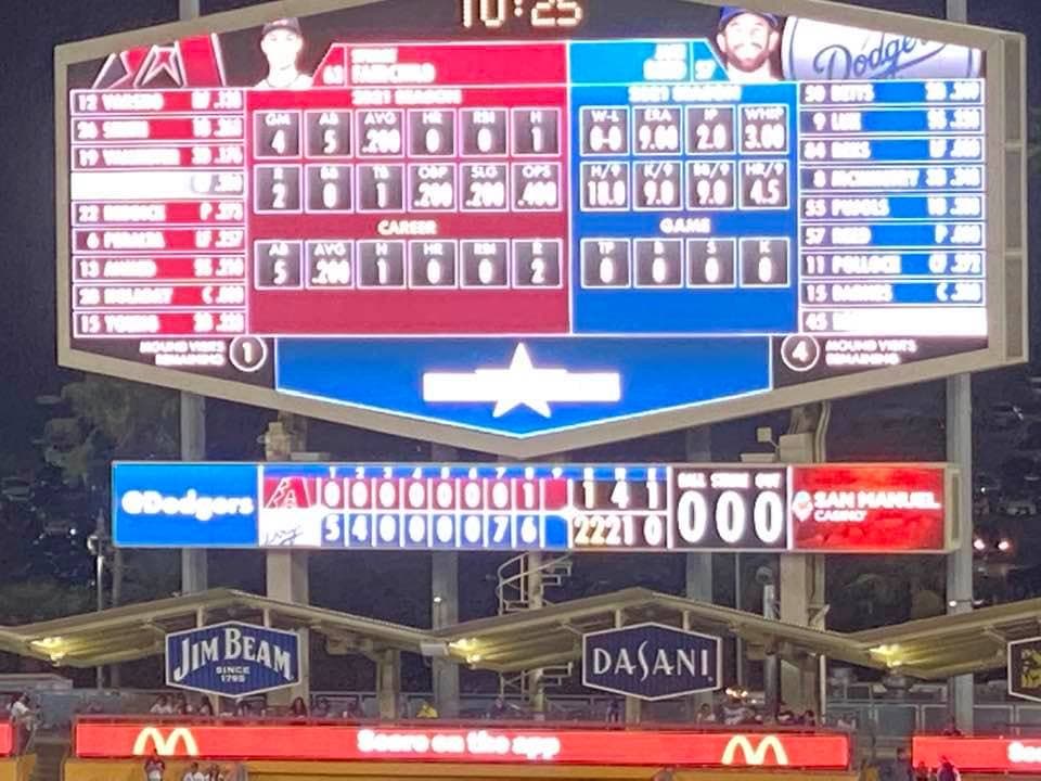 Dodgers vs Diamondbacks July 10 2021 scoreboard