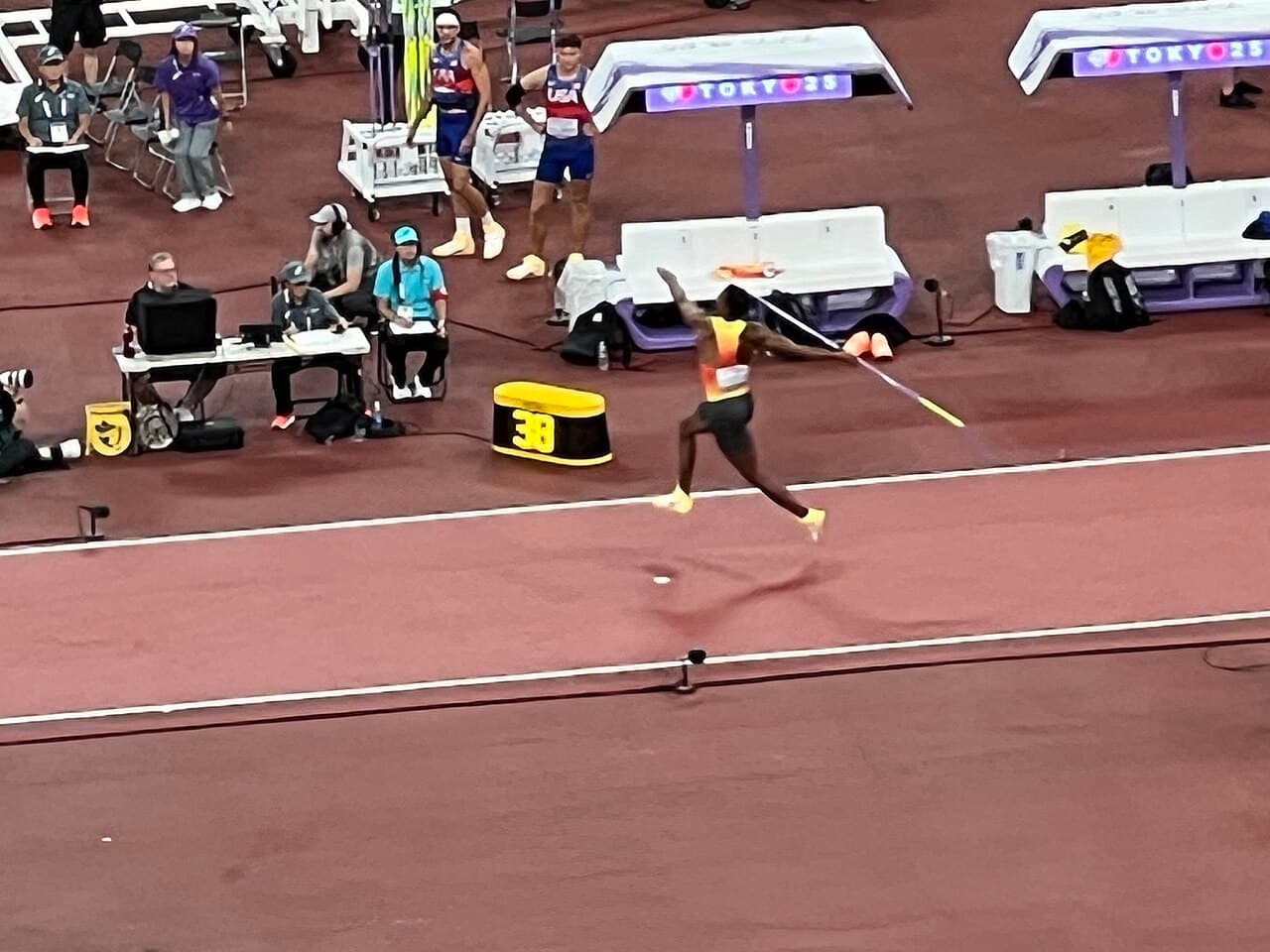 Leo Neugebauer throws the javelin during the decathlon at the 2025 World Athletics Championships.