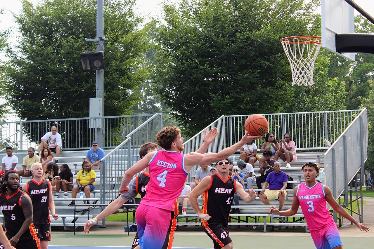 A players shoots a shot at the 2023 Lexington Dirt Bowl at Douglass Park