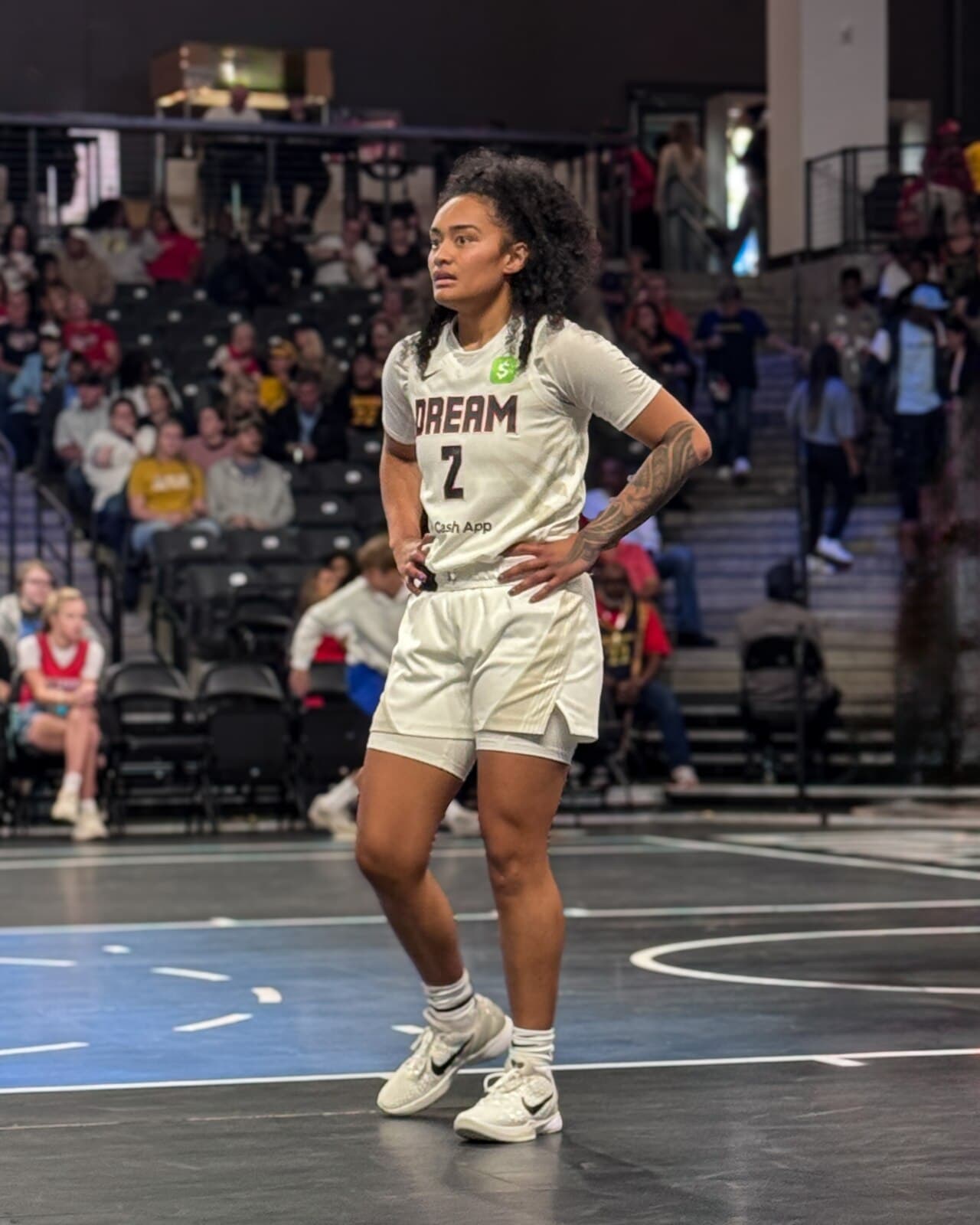 Te-Hina Paopao of the WNBA Atlanta Dream during a home game vs the Indiana Fever.