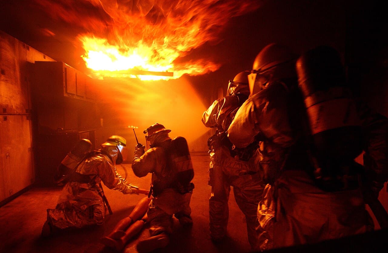 When you're hot, you're hot! Airmen from the 18th Civil Engineer Squadron Fire Department conduct training at the…